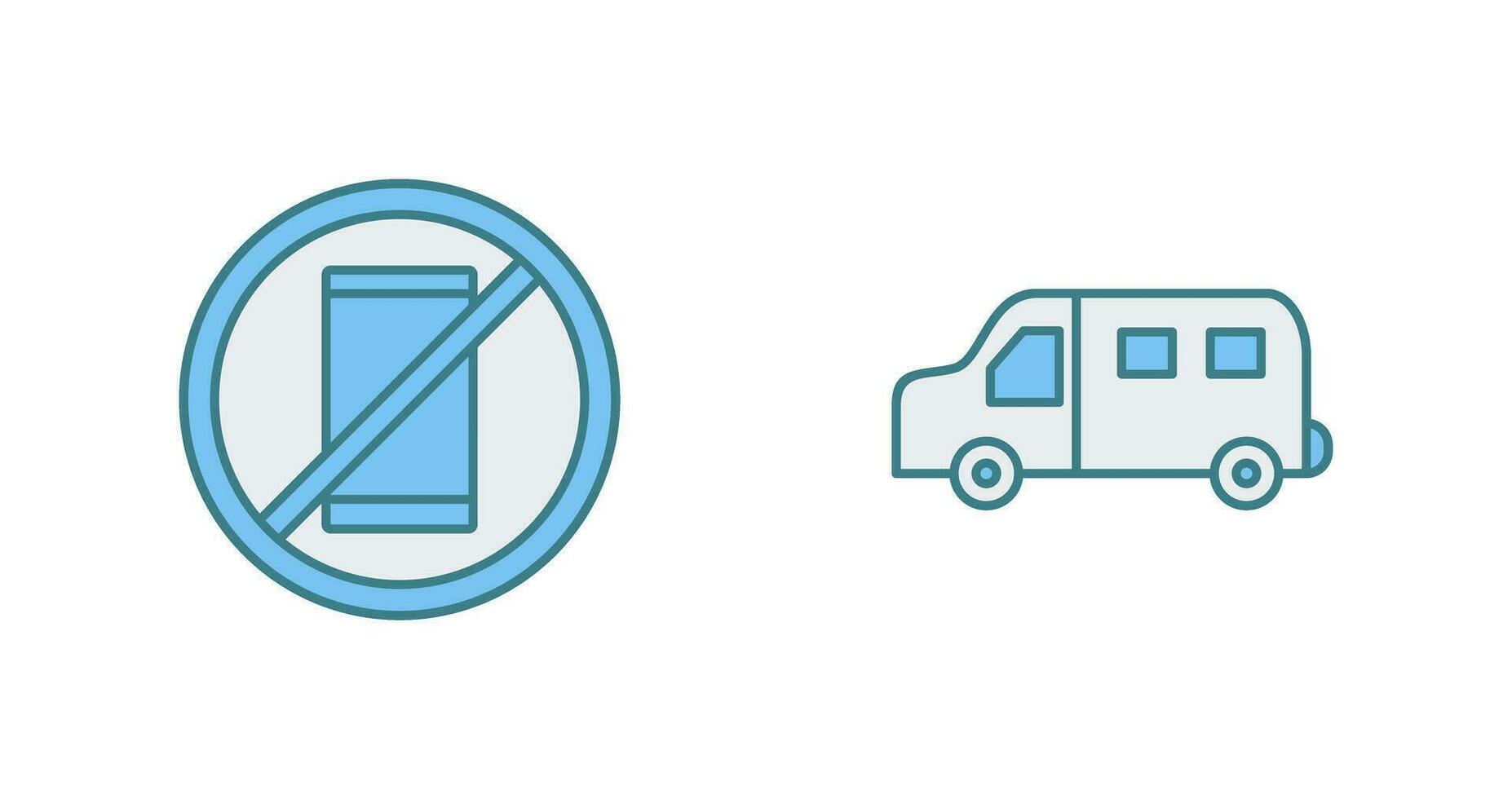 no cell phones and van Icon vector