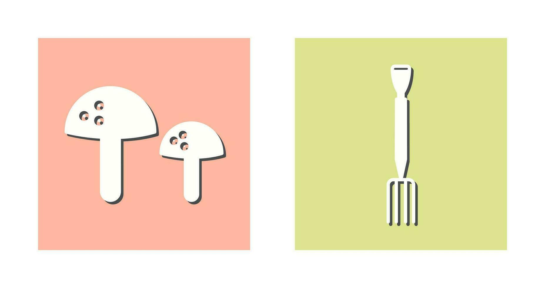 hongos y jardinería tenedor icono vector