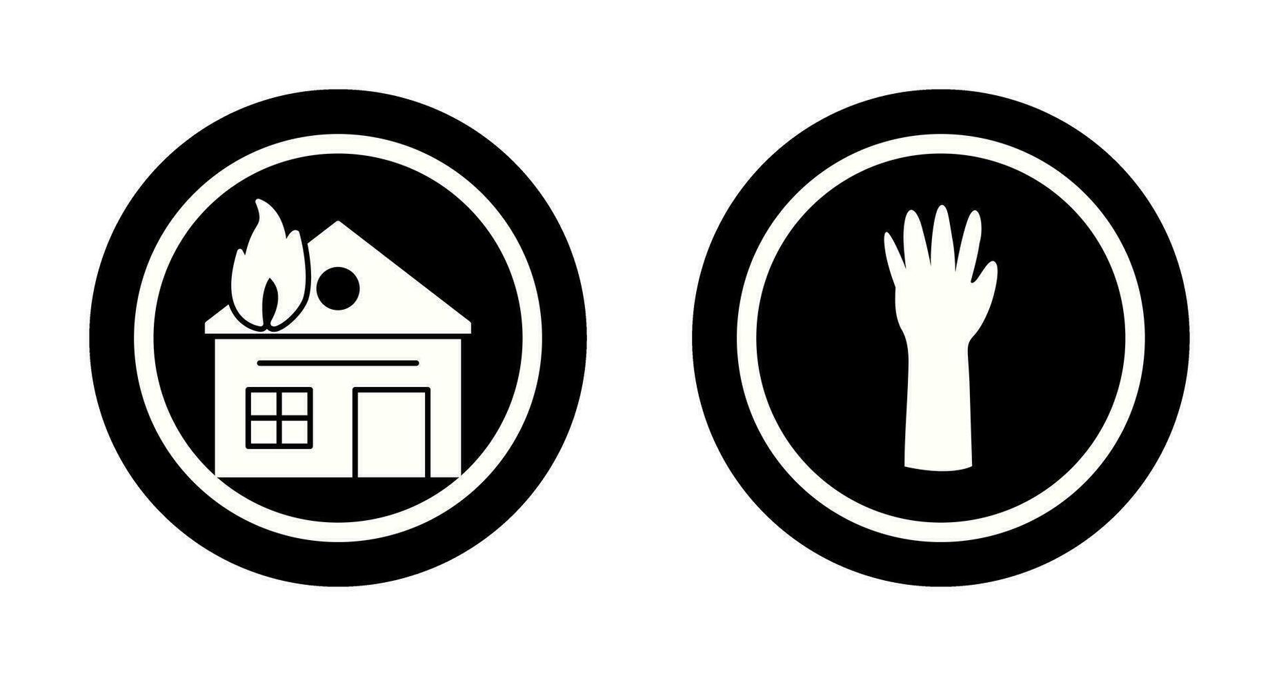 house on fire and gloves Icon vector