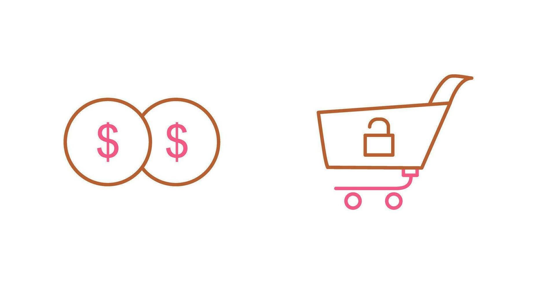 coins and unlock cart Icon vector