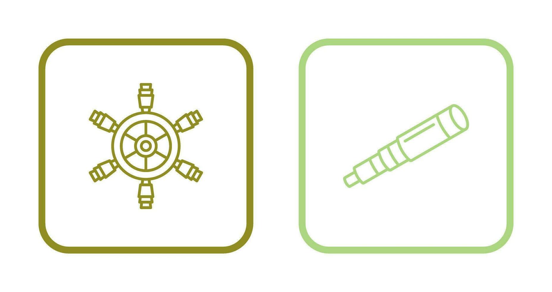 Ship Wheel and Binocular Icon vector