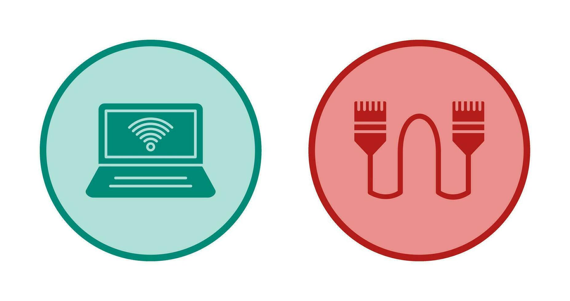 Connected Laptop and Internet Cable Icon vector