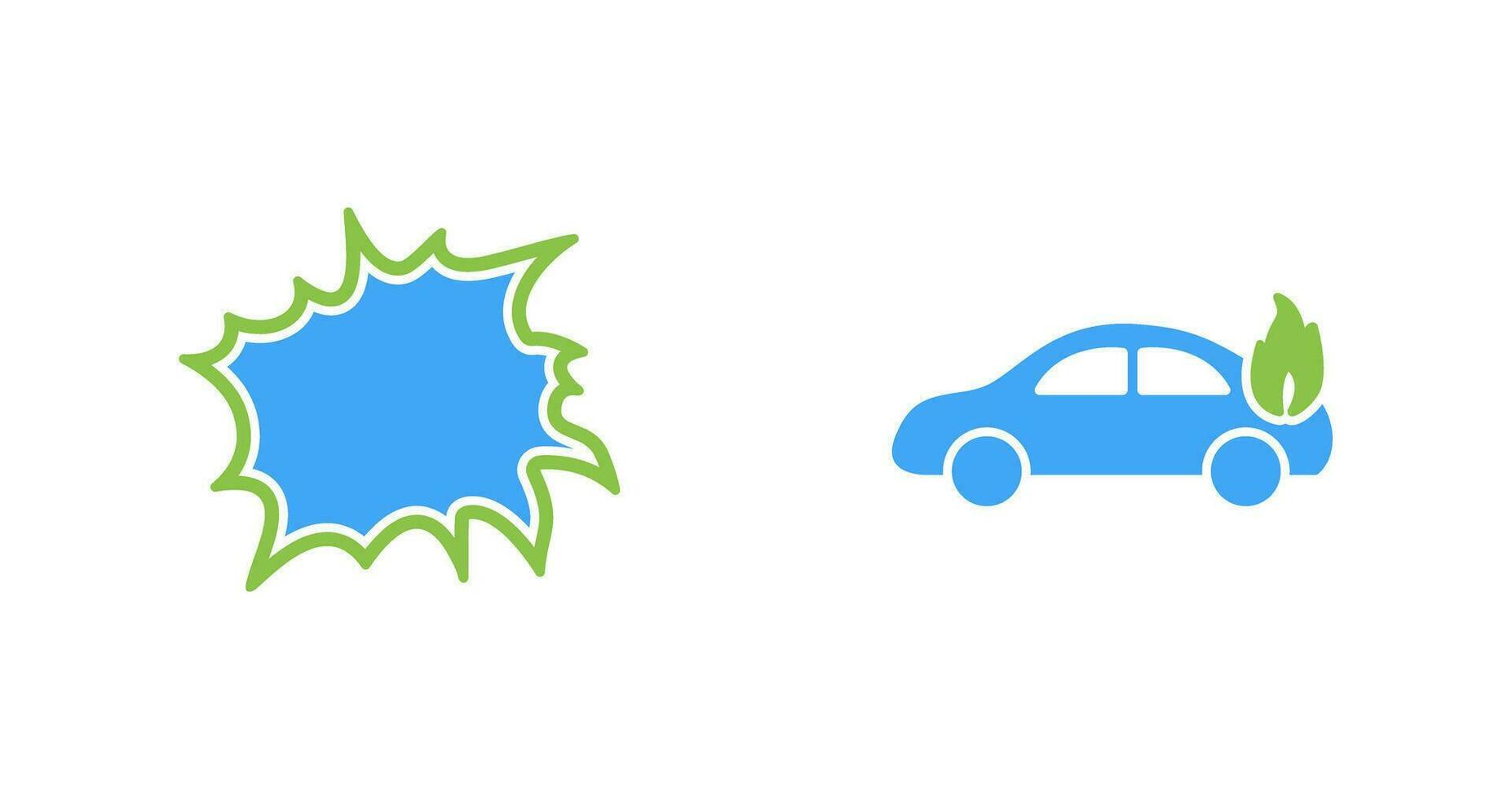 explosion and car on fire  Icon vector