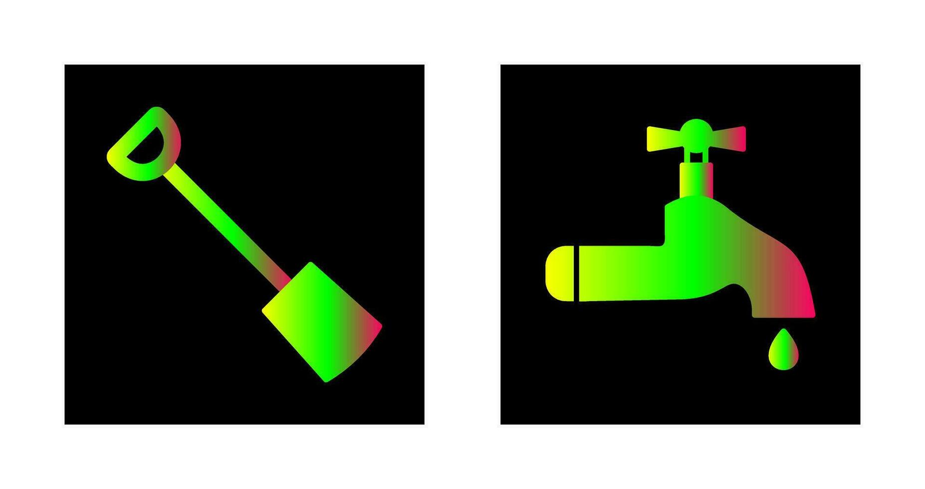 Hand Shovel and Water Tap Icon vector