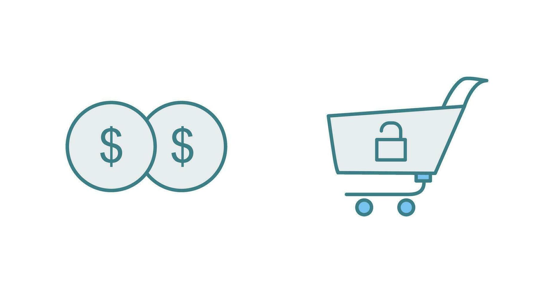 coins and unlock cart Icon vector