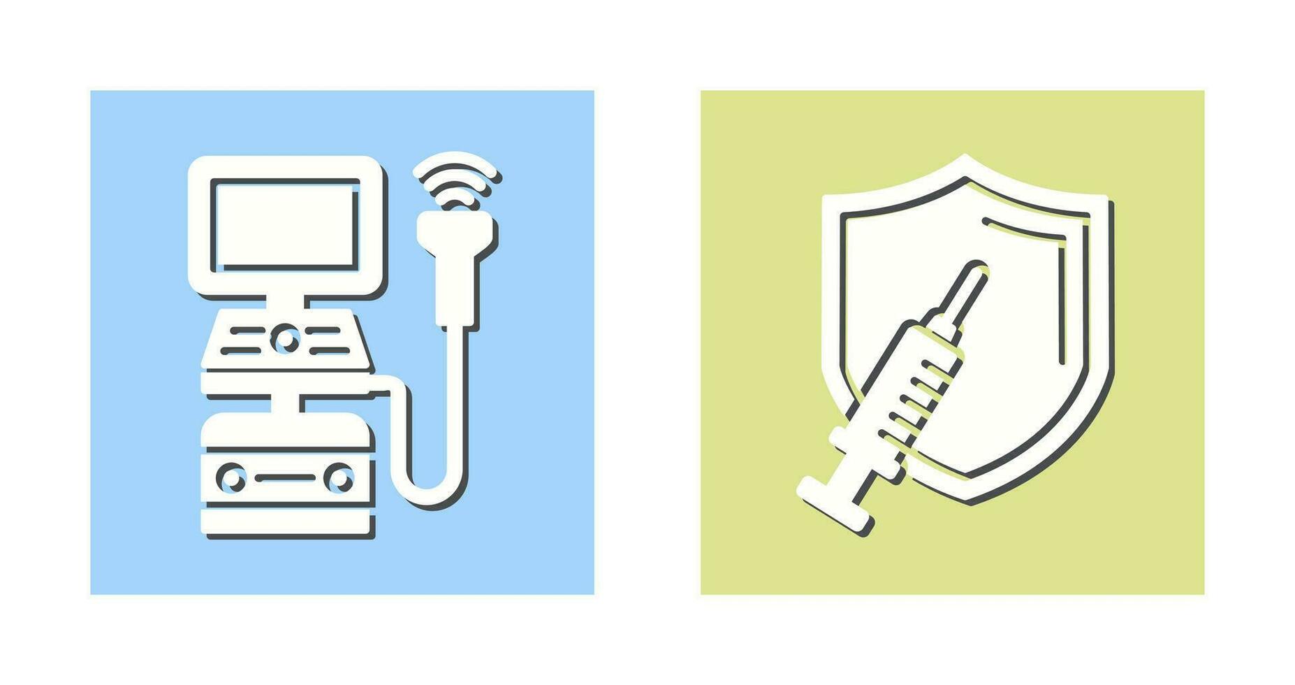 Ultrasound Machine and Vaccination Icon vector