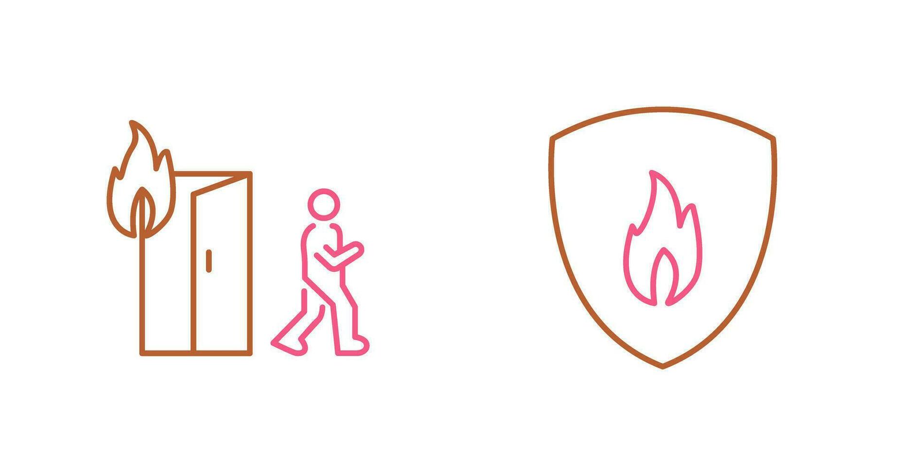 running from fire and fire shield  Icon vector