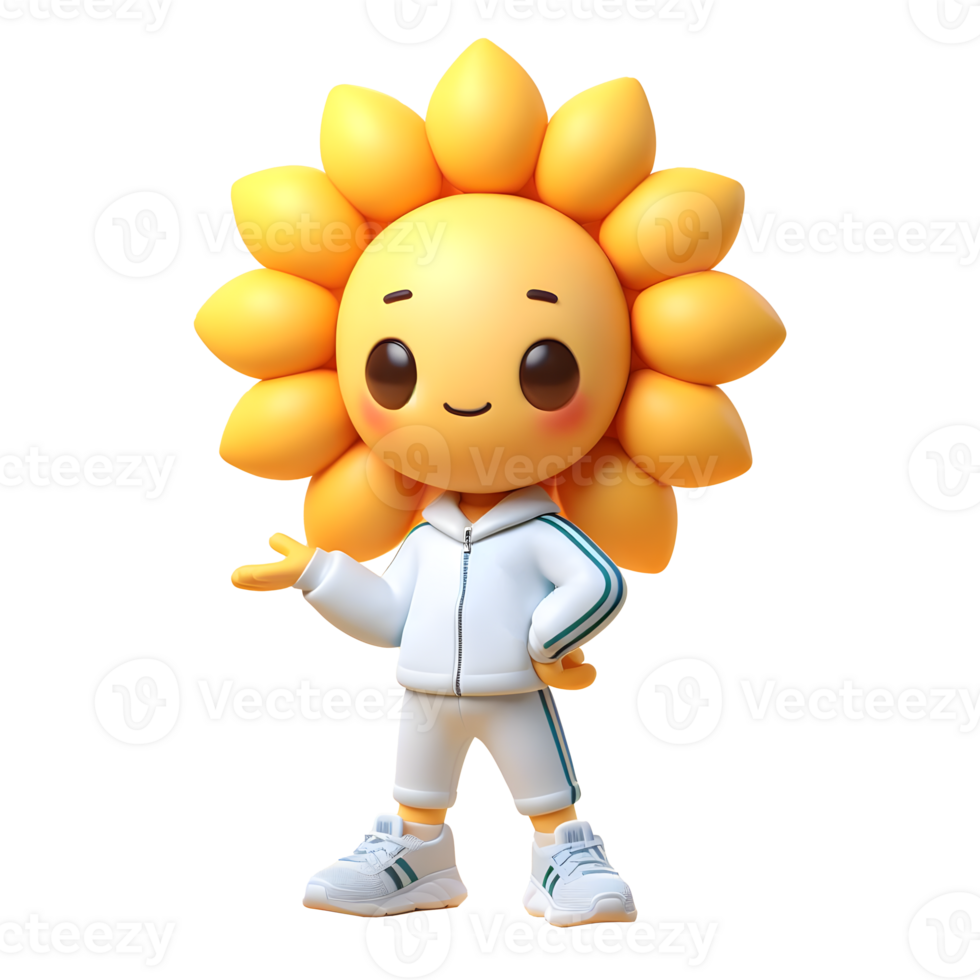 girasol mascota en un chandal radiante alegría y salud, ai generado png