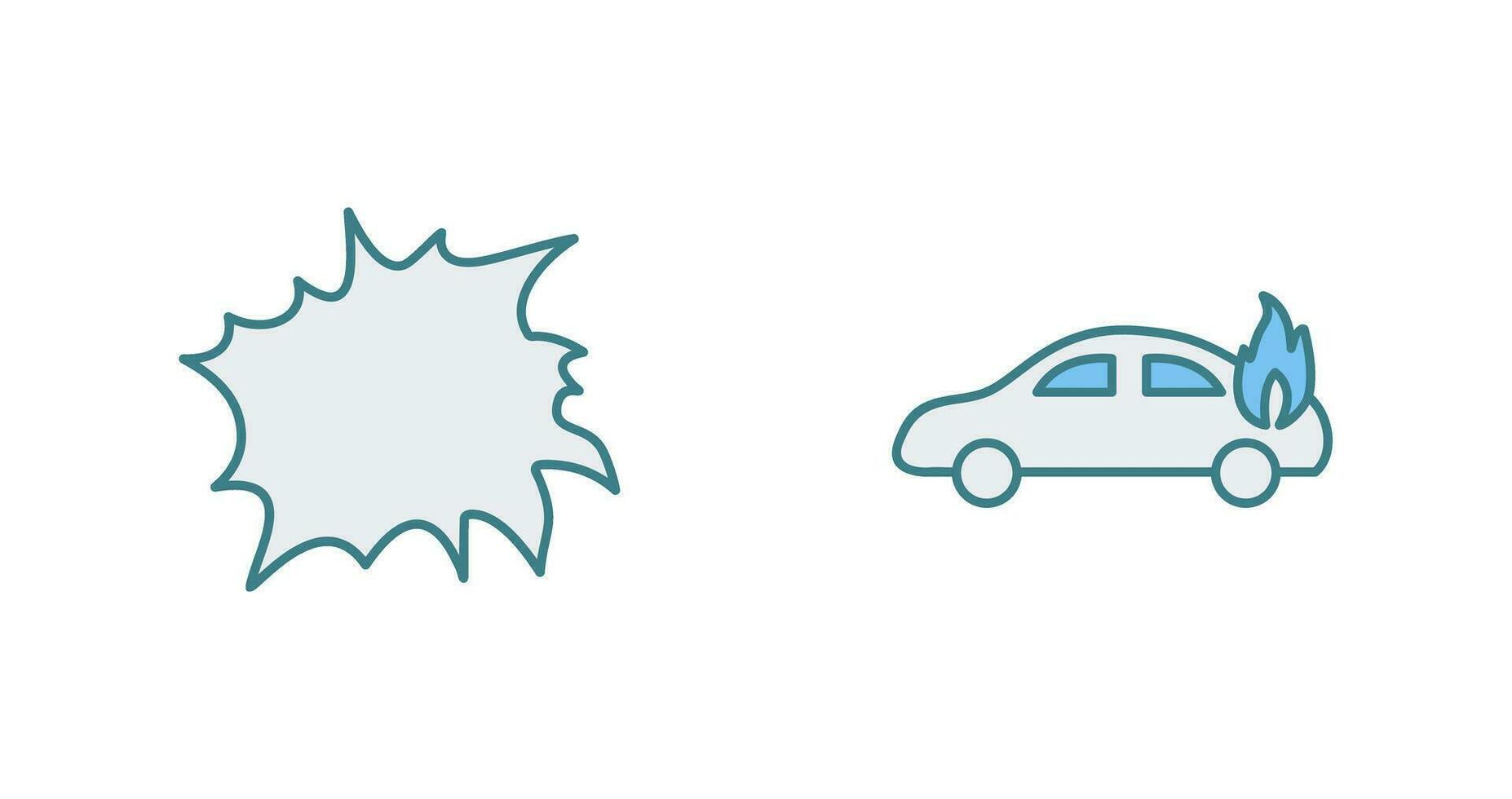 explosion and car on fire  Icon vector