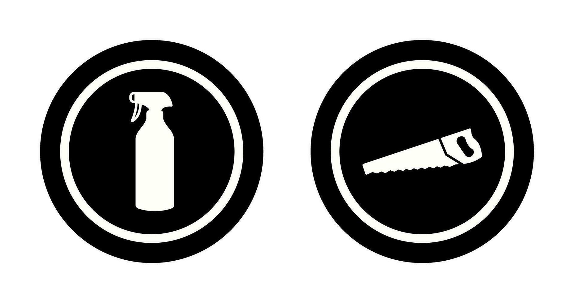 Spray bottle and Handsaw Icon vector