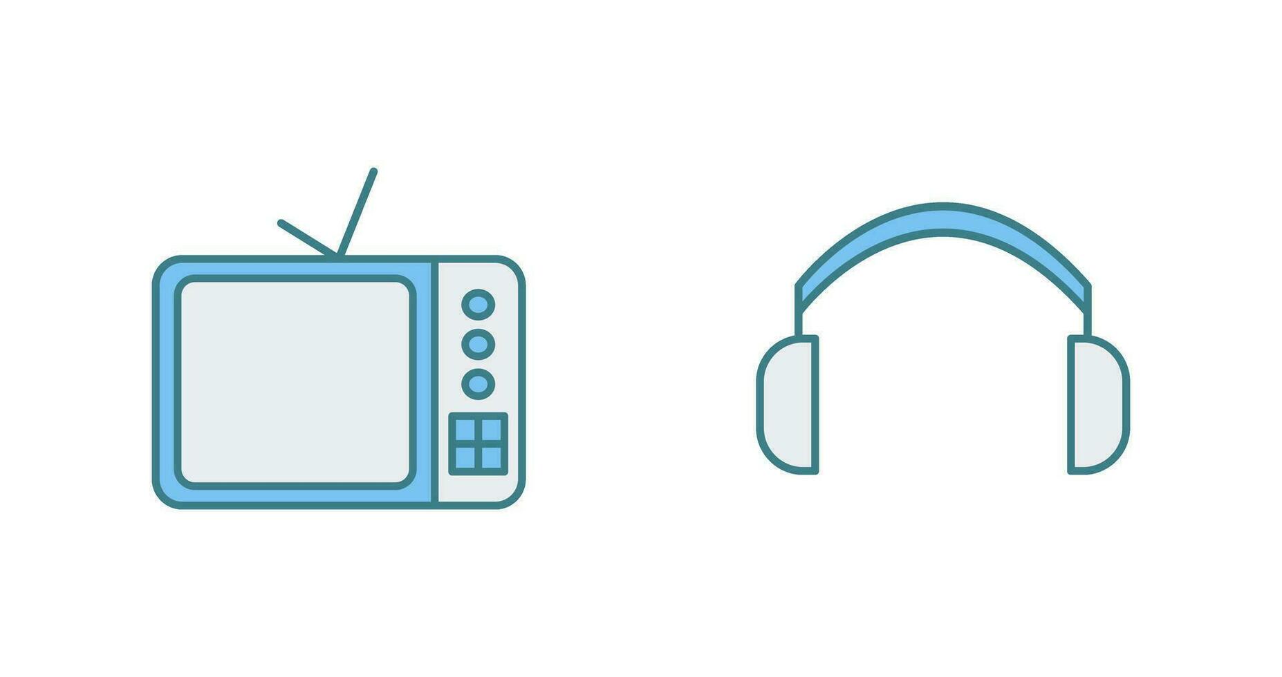 televisión conjunto y auriculares icono vector