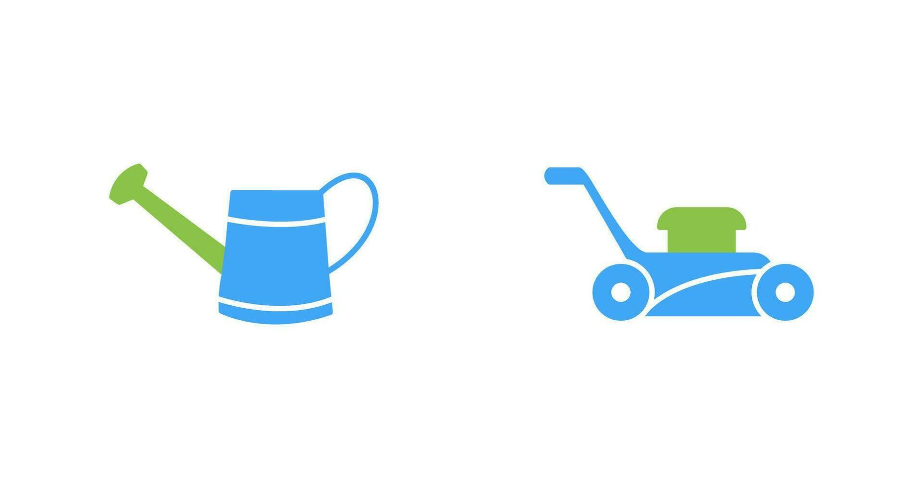 Watering tool and Lawn Mower Icon vector