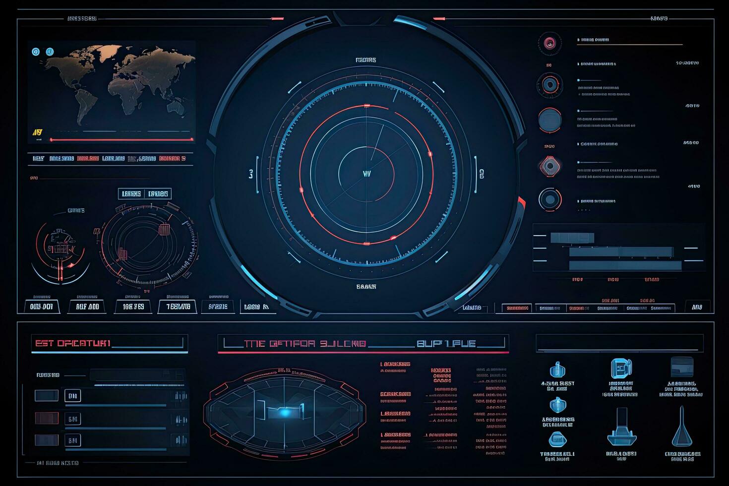 Futuristic virtual graphic touch user interface, HUD. For web, site, mobile applications isolated on black background, techno, online design, business, HUD elements interface for GUI, AI Generated photo