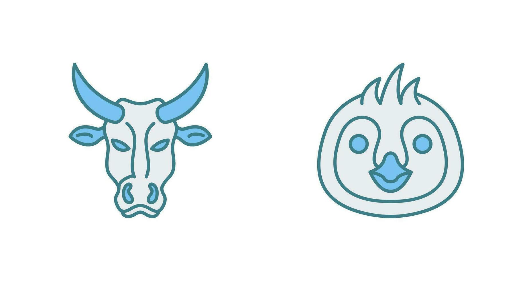 Cow and Penguin Icon vector