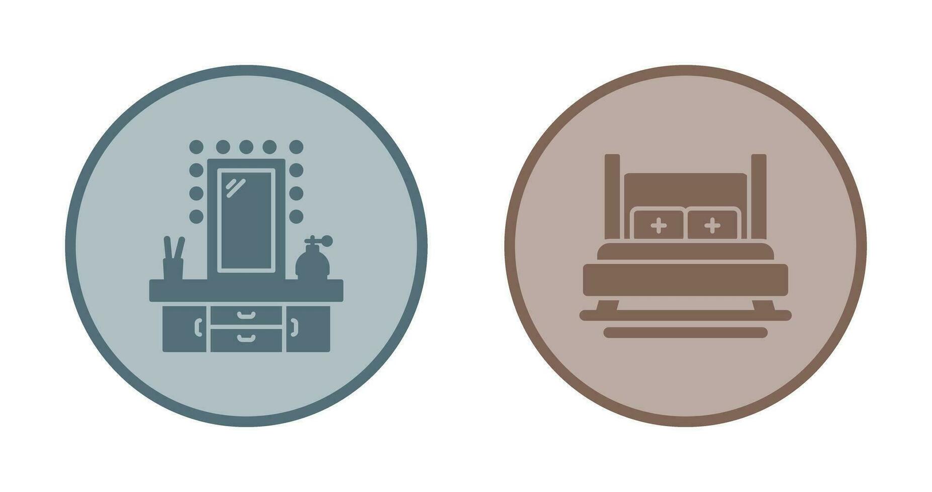 Dressing Table and Bed Icon vector