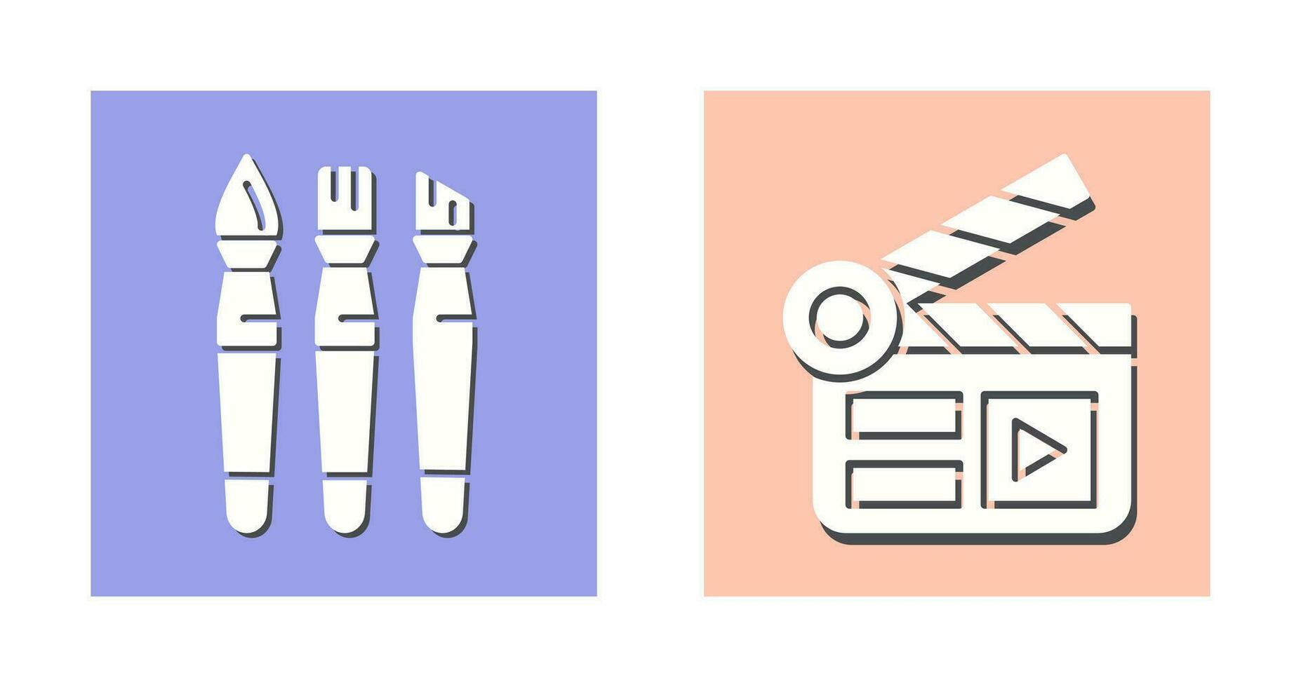 Brushes and Clapper Board Icon vector
