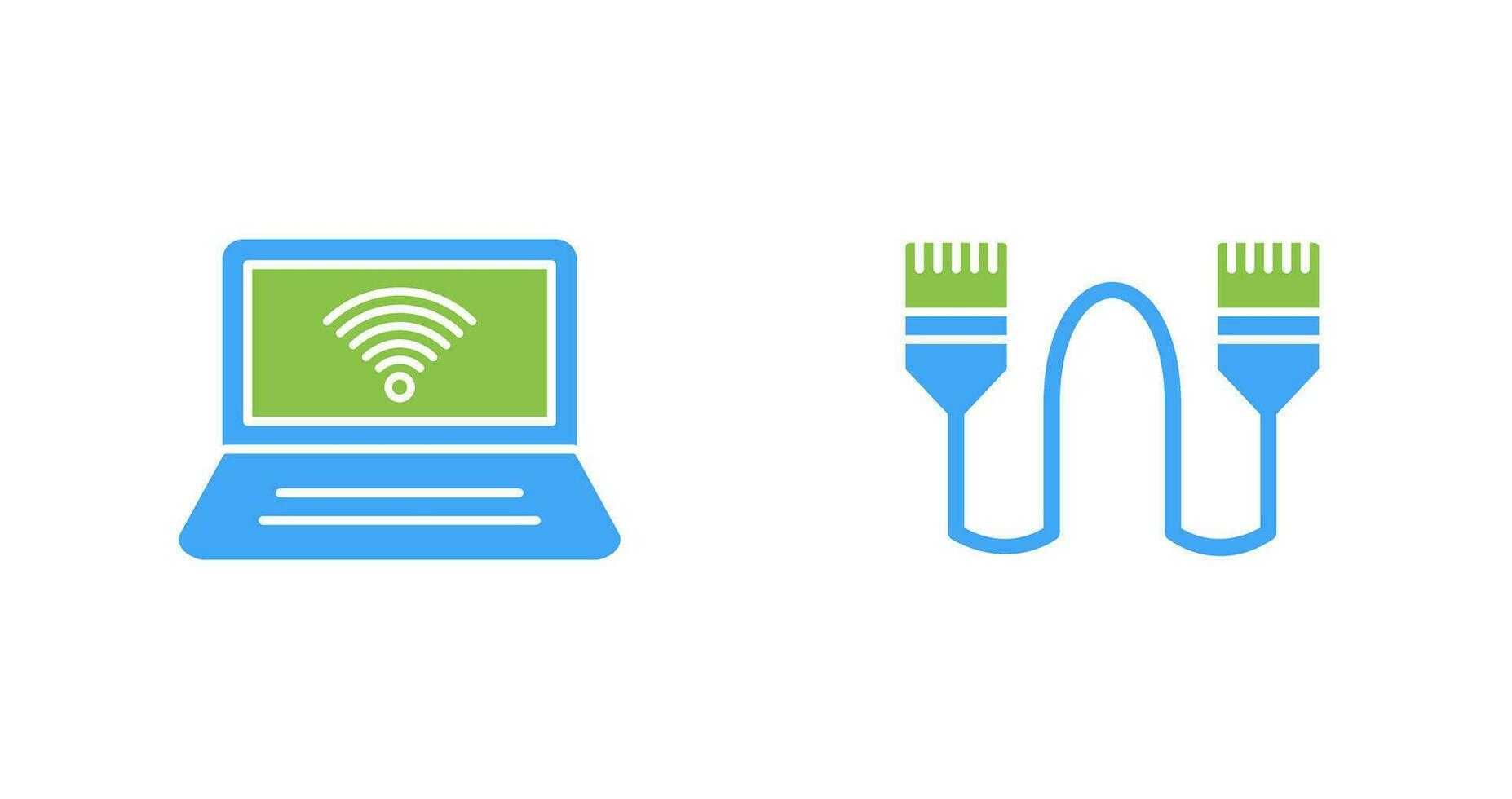 Connected Laptop and Internet Cable Icon vector