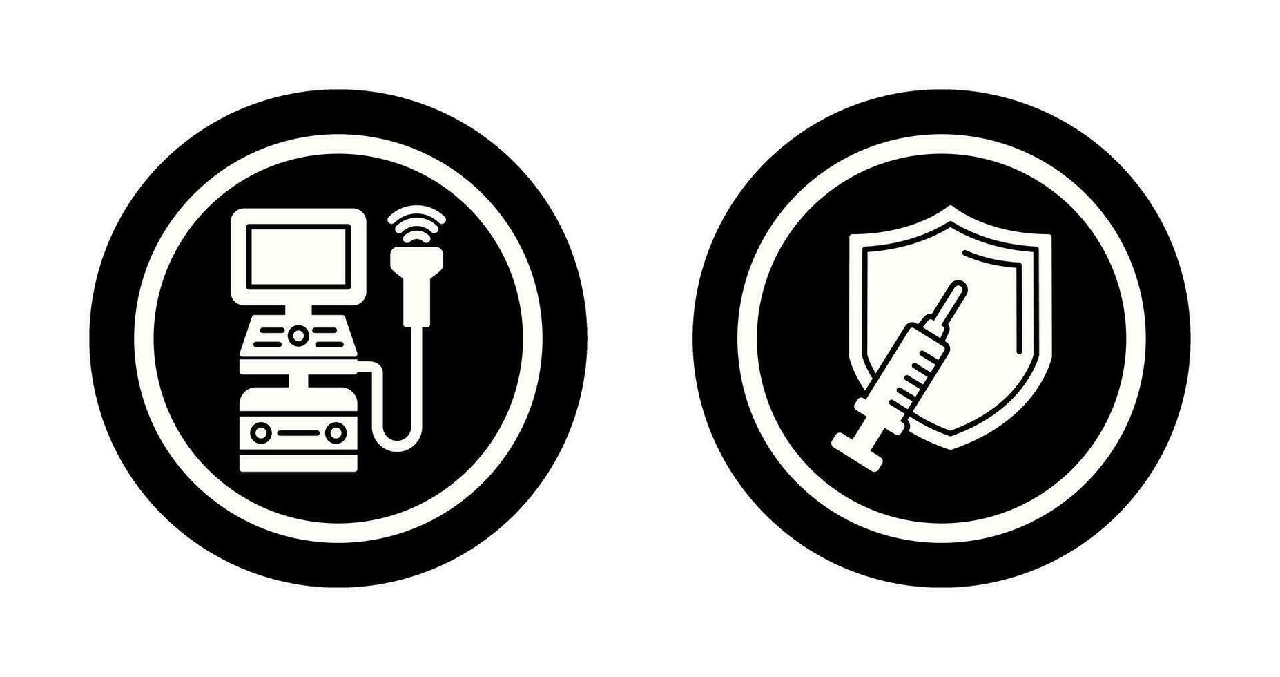 Ultrasound Machine and Vaccination Icon vector