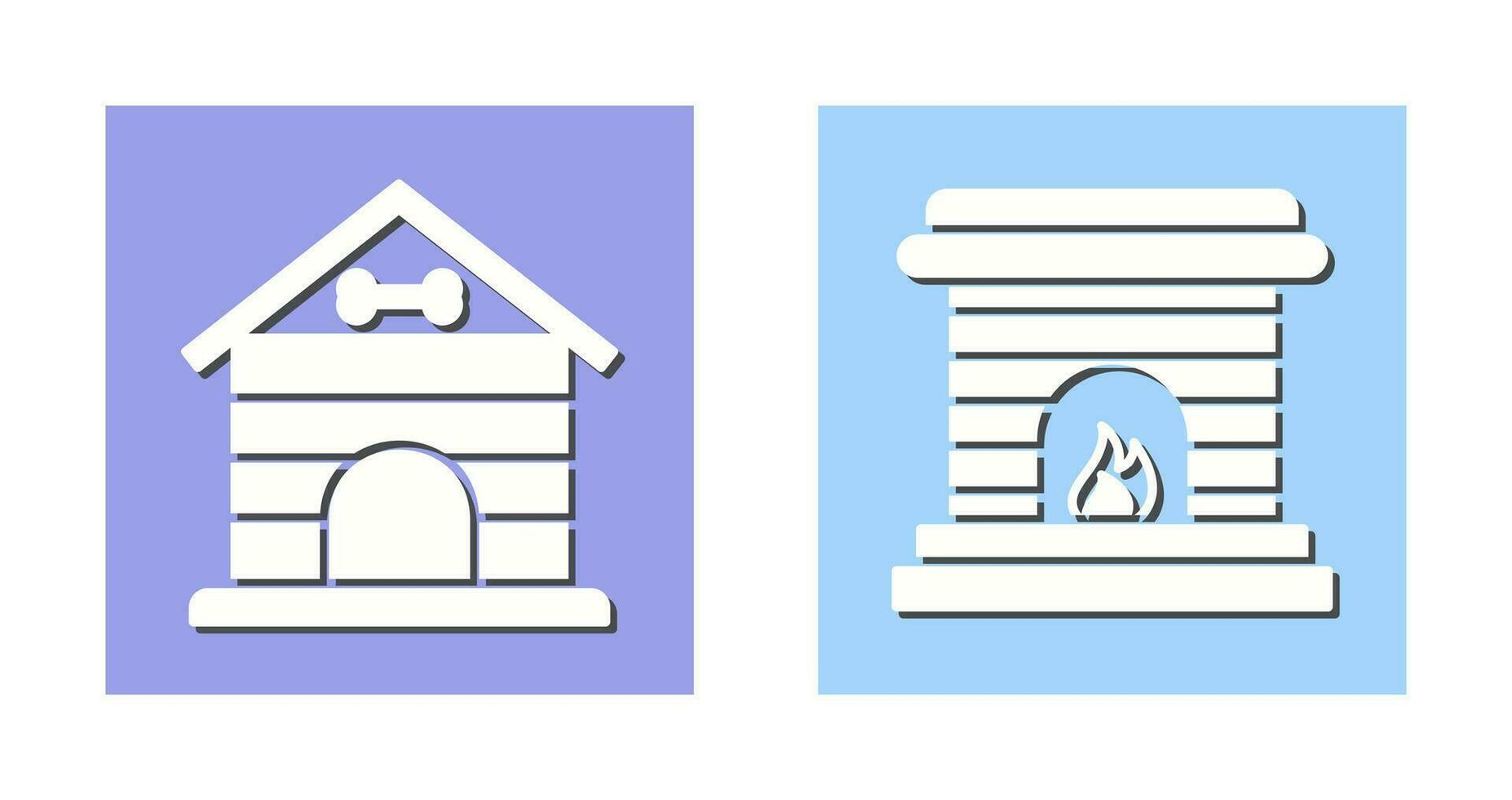 Dog House and Fireplace Icon vector