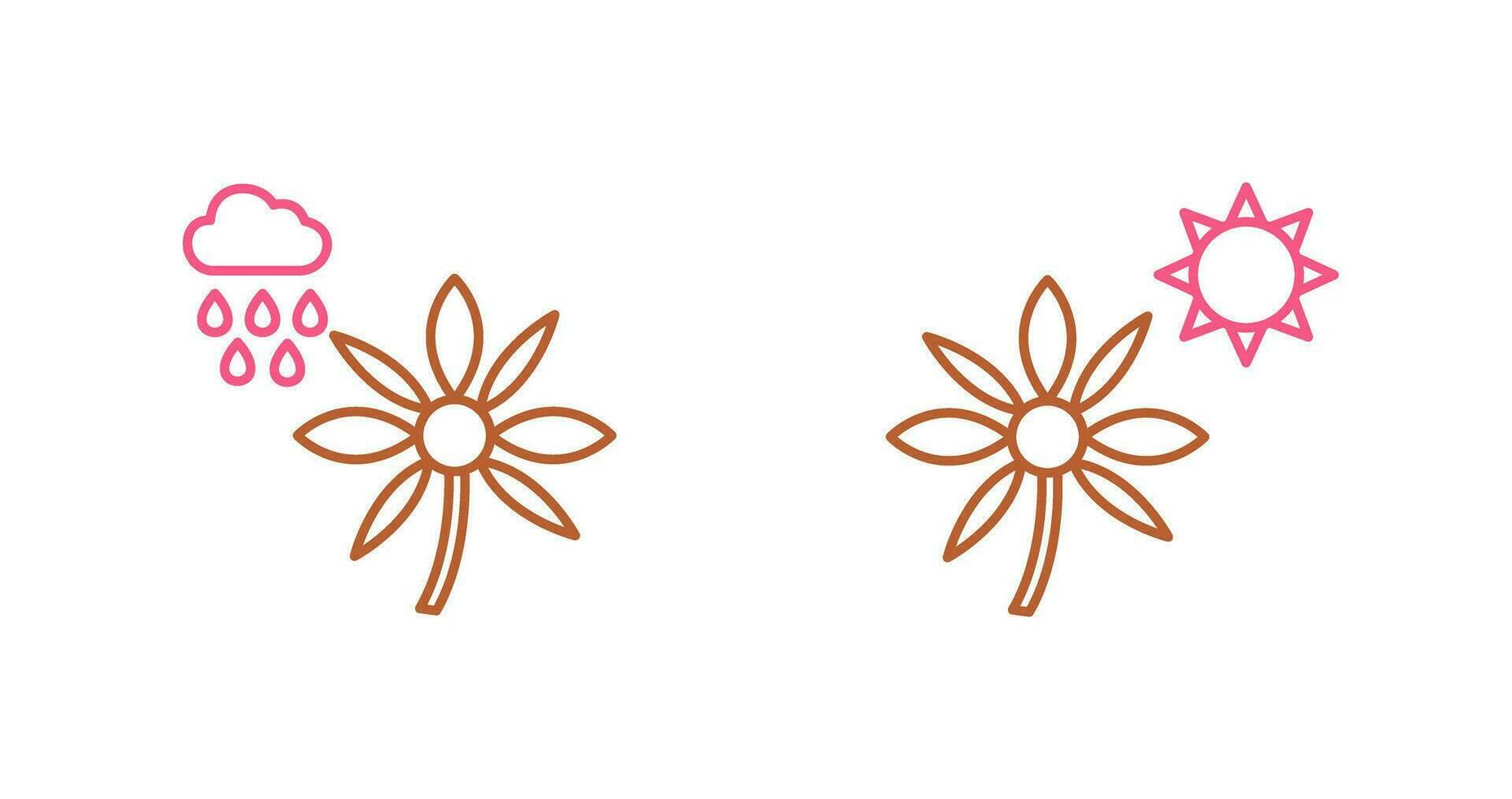 Flower with rain and Flower  Icon vector