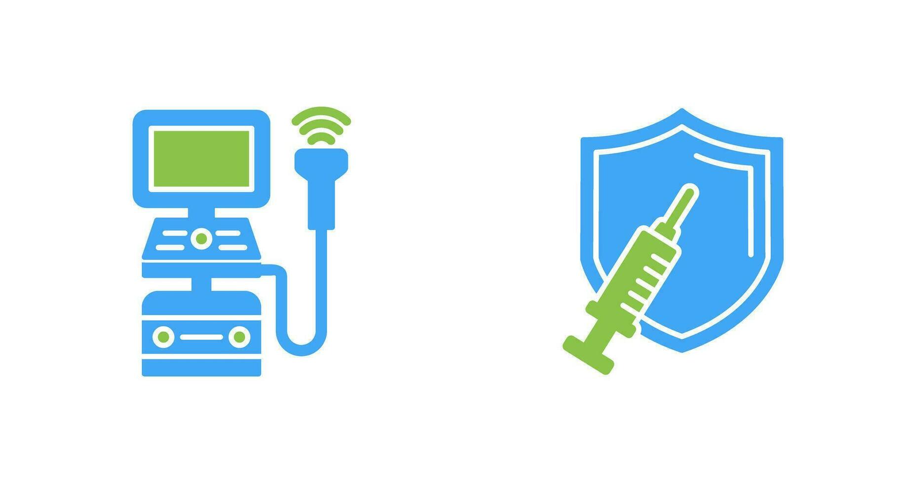 Ultrasound Machine and Vaccination Icon vector