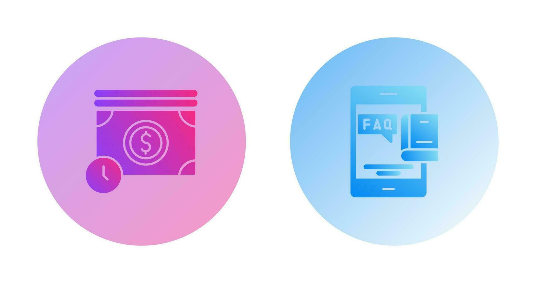 Time is Mony and Faq Icon vector