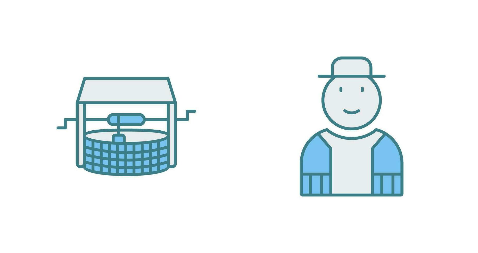Watwer Well and Gardener Icon vector