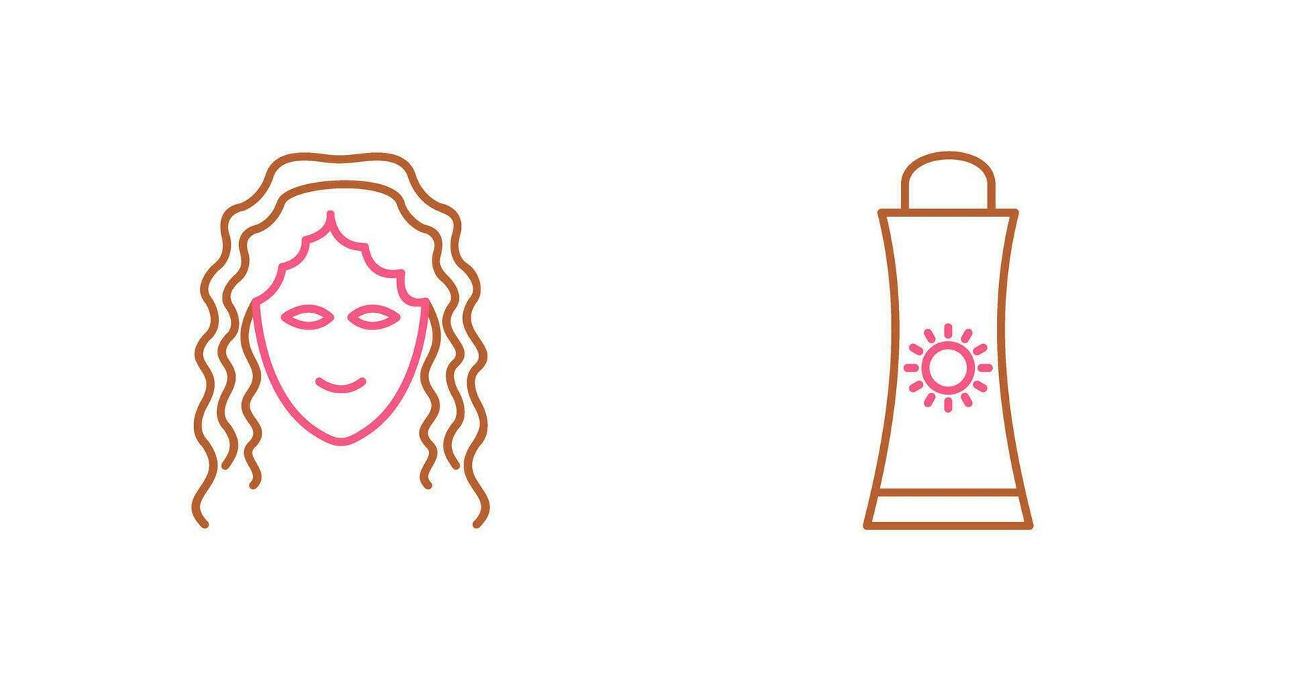 Sunblock Cream and Hair Curly Icon vector