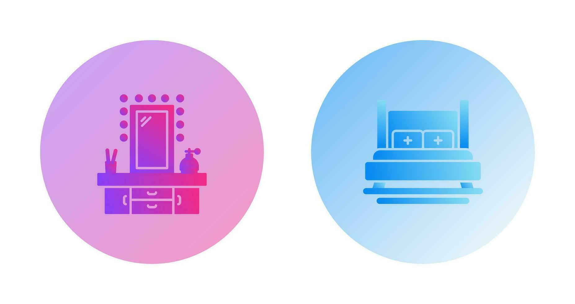 Dressing Table and Bed Icon vector