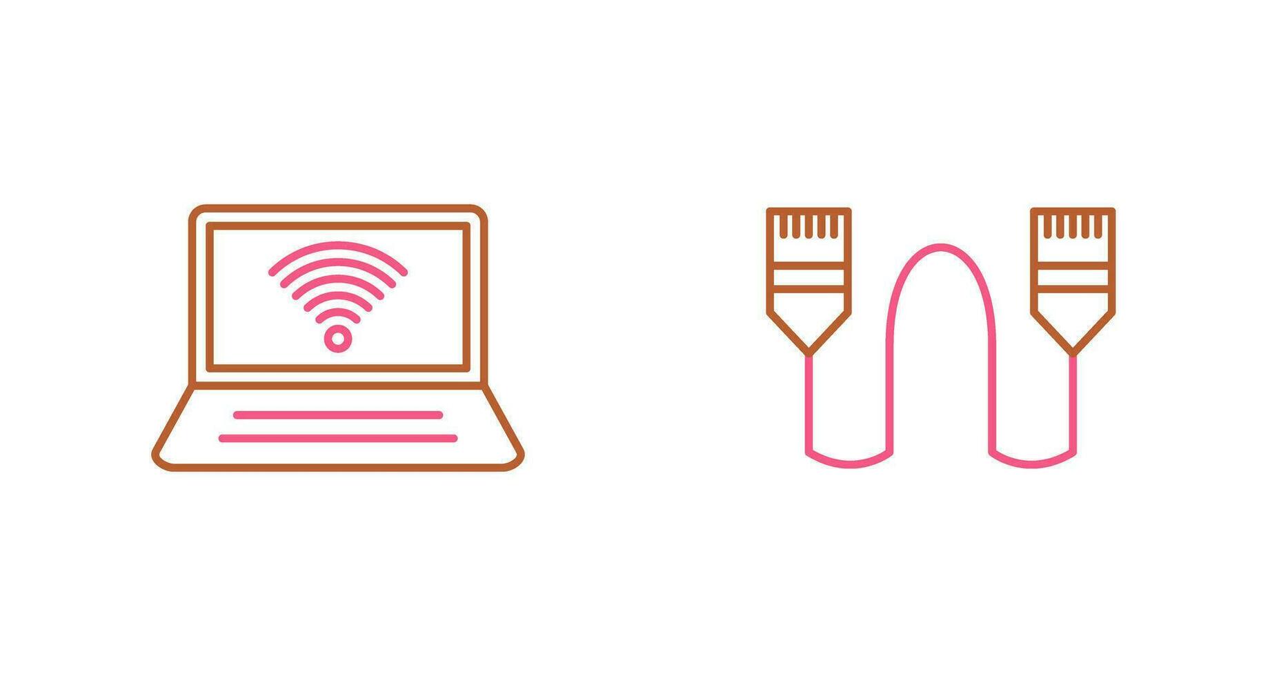 Connected Laptop and Internet Cable Icon vector