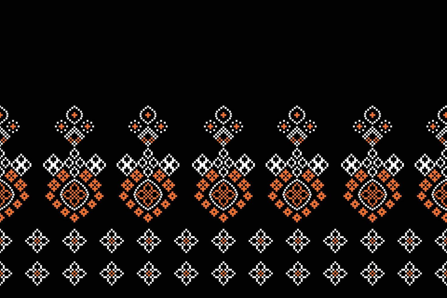 Ethnic geometric fabric pattern Cross Stitch.Ikat embroidery Ethnic oriental Pixel pattern black background. Abstract,vector,illustration. Texture,clothing,frame,decoration,motifs,silk wallpaper. vector