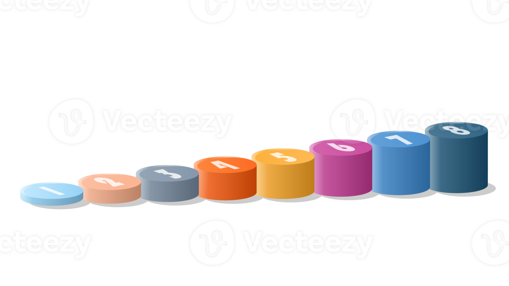 Bar chart circle 3d, Infographics elements diagram with 8 steps. png