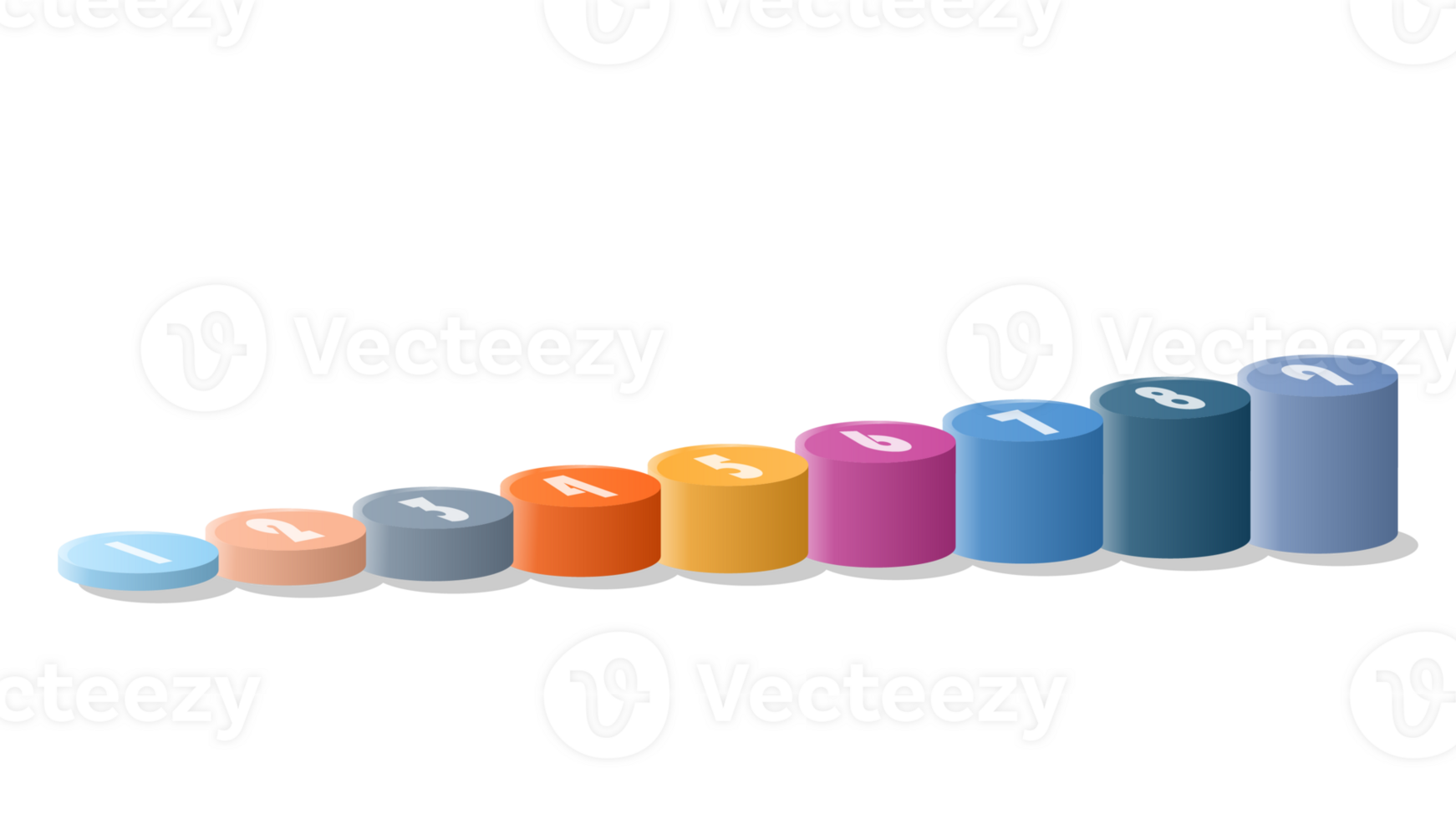 Bar chart circle 3d, Infographics elements diagram with 9 steps. png