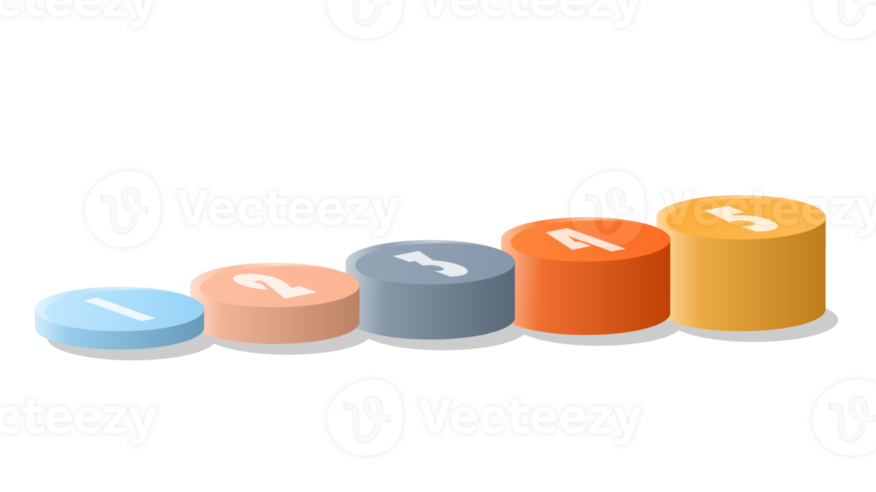 Bar chart circle 3d, Infographics elements diagram with 5 steps. png