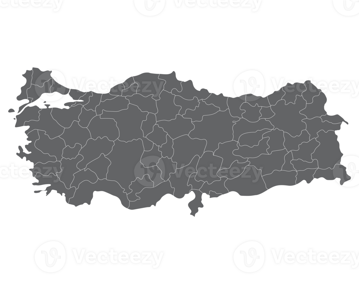 Turkey map with administrative provinces. Map of Turkey png