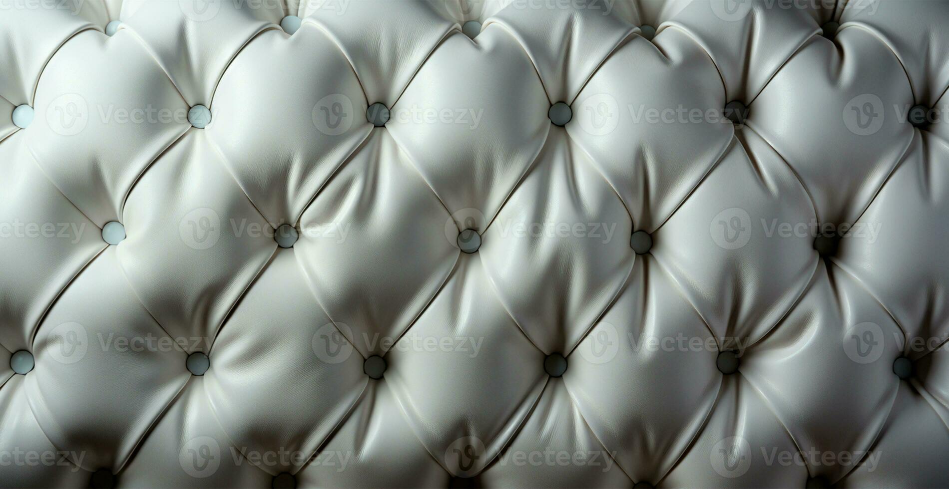 Beautiful white leather sofa with buttons. Panoramic texture of eco leather - AI generated image photo