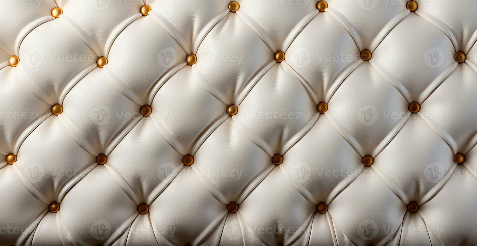 Beautiful white leather sofa with buttons. Panoramic texture of eco leather - AI generated image photo