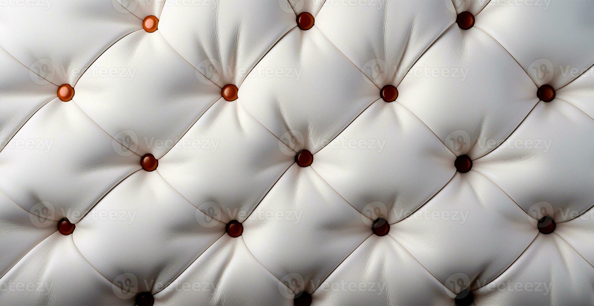 Beautiful white leather sofa with buttons. Panoramic texture of eco leather - AI generated image photo