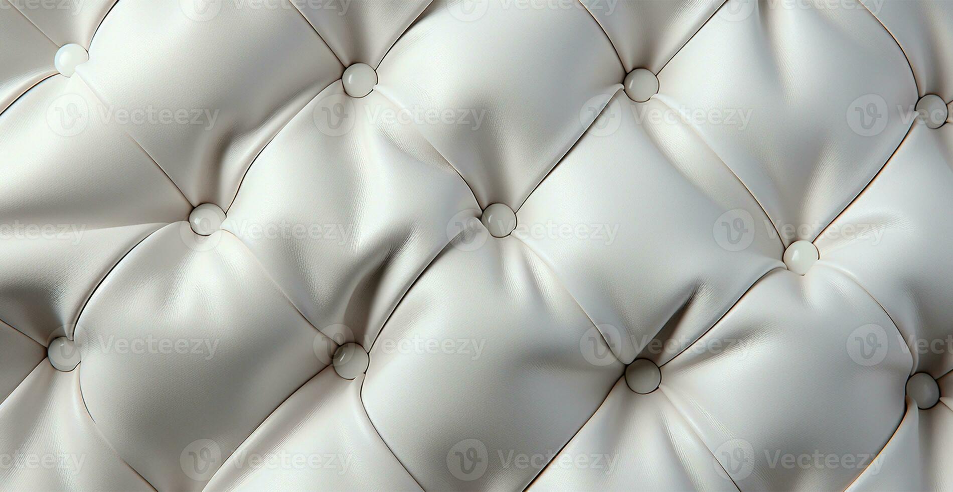 Beautiful white leather sofa with buttons. Panoramic texture of eco leather - AI generated image photo