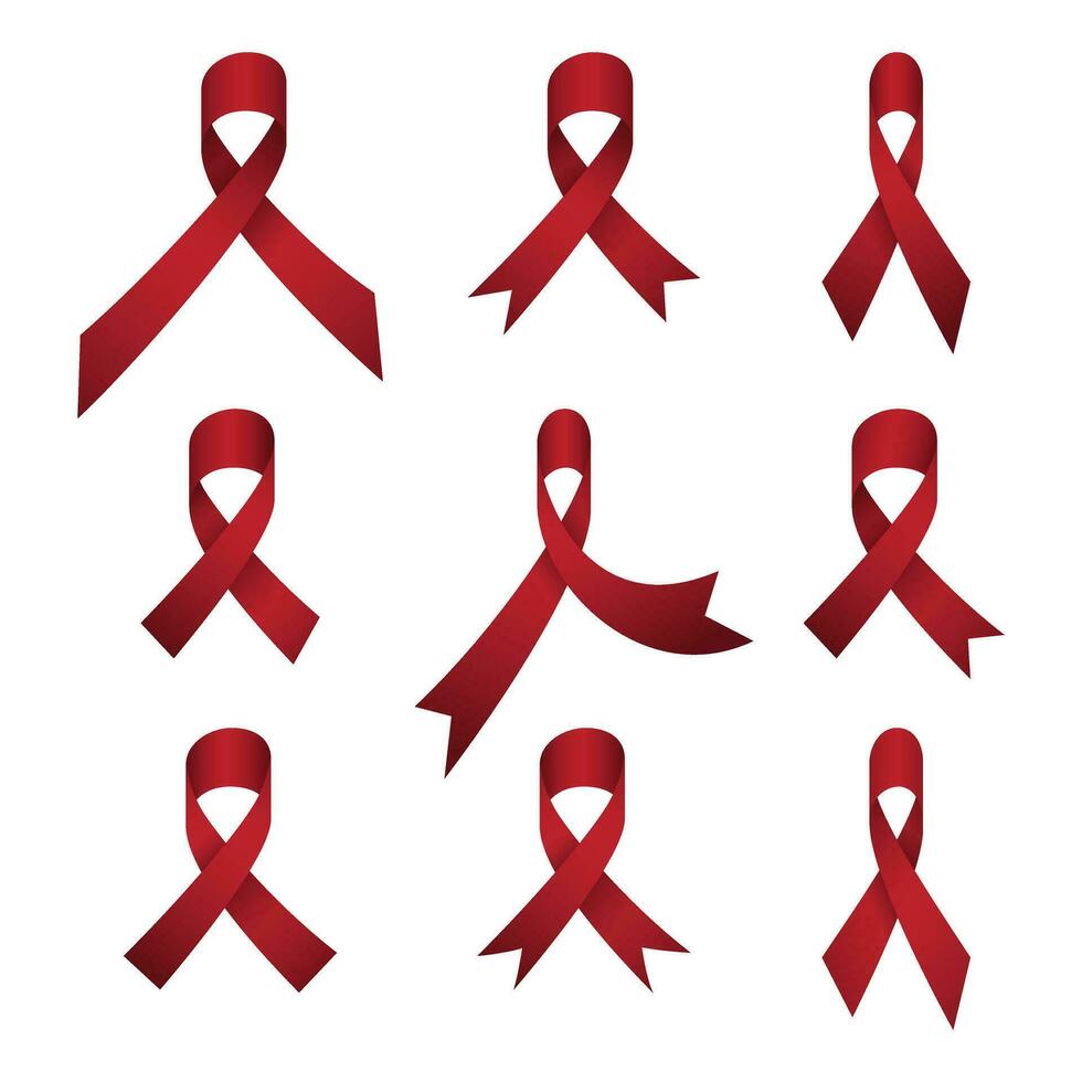 varios formas de conciencia cintas en realista para SIDA, mental enfermedad o cáncer diseño plantillas vector
