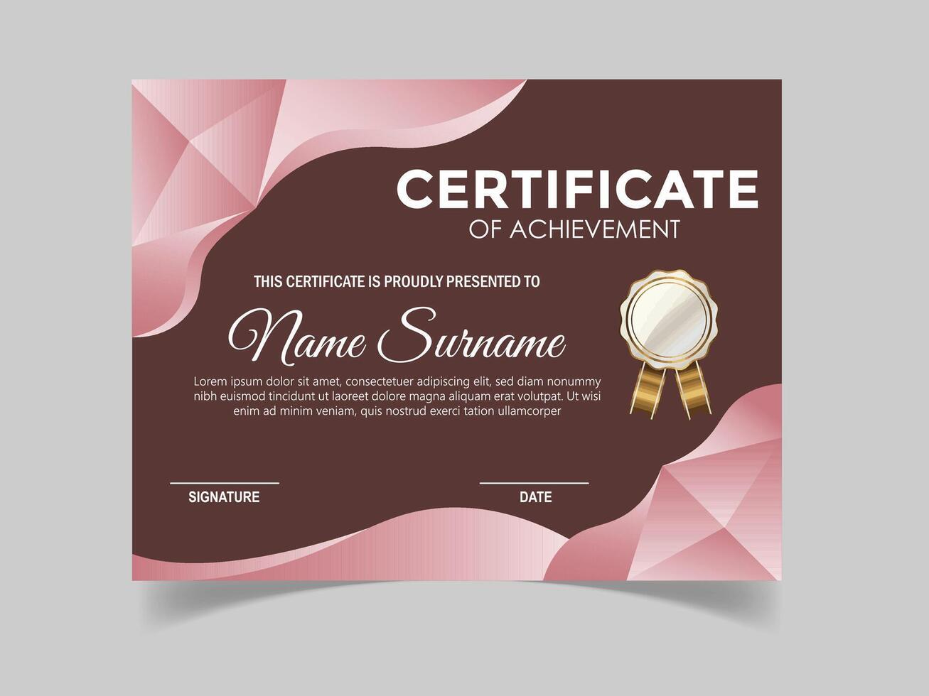 Vector modern certificate of achievement and appreciation template design