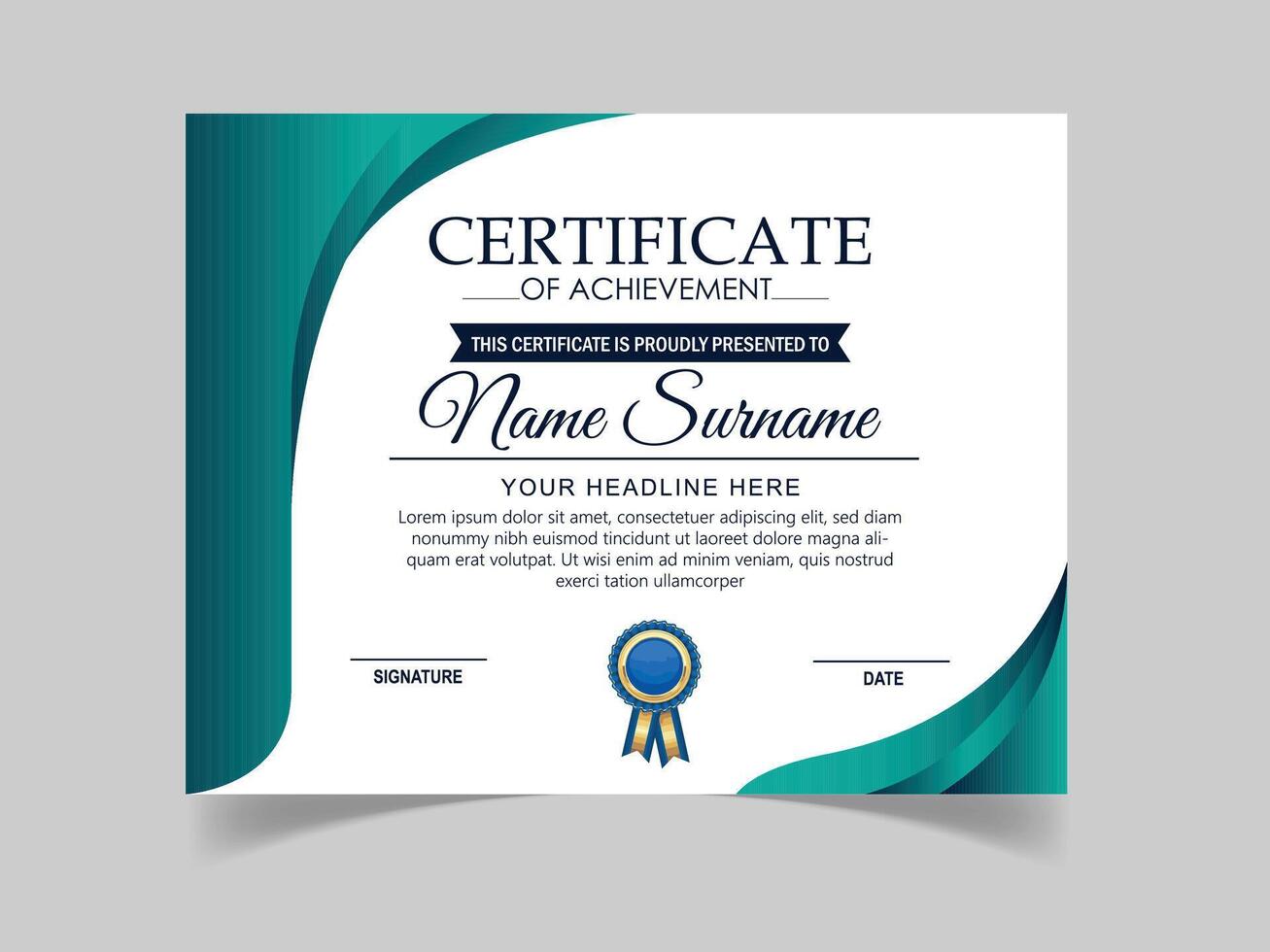 Vector modern certificate of achievement and appreciation template design