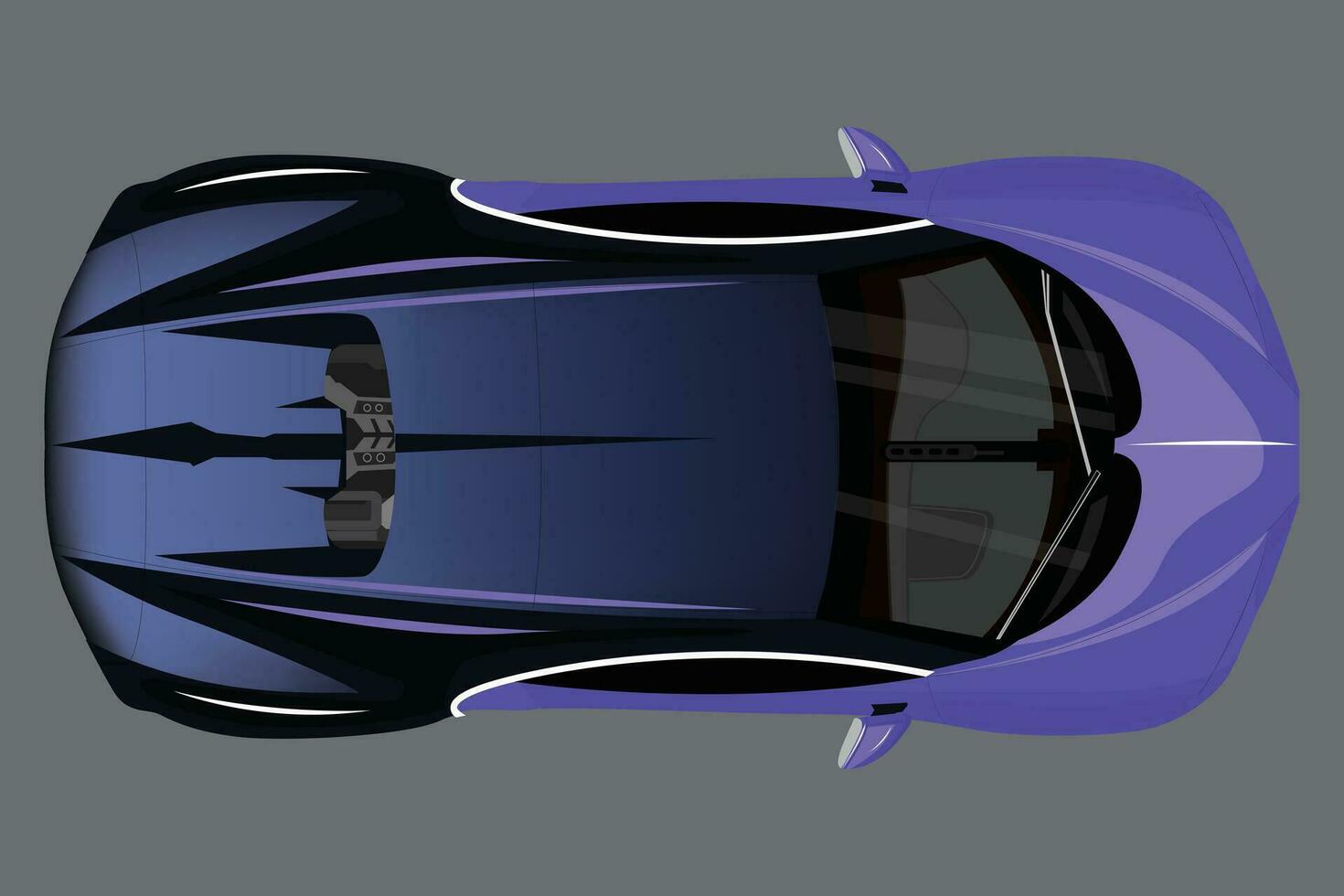 New sports car, modern style. purple sports car, banner composition. 3D illustration. Realistic vector purple car with gradient and perspective from above