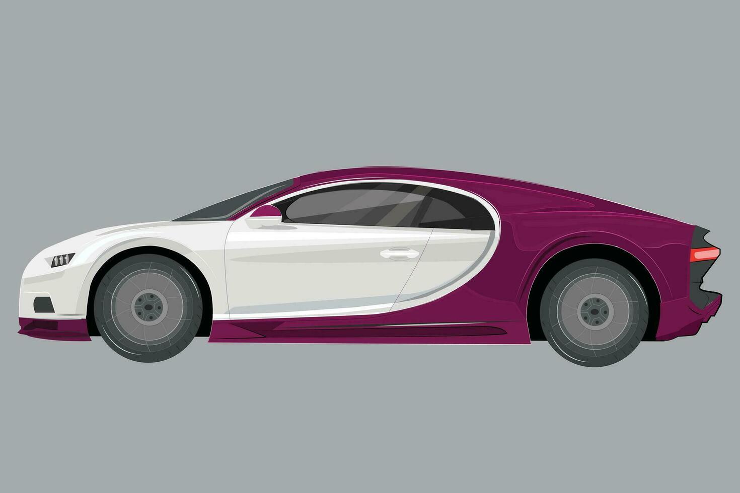 New sports car, modern style. metallic pink sports car, banner composition. 3D illustration. Realistic vector pink car with gradient and perspective from above