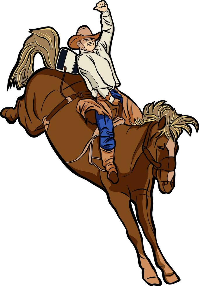 western rodeo riding horse bucking 4 vector