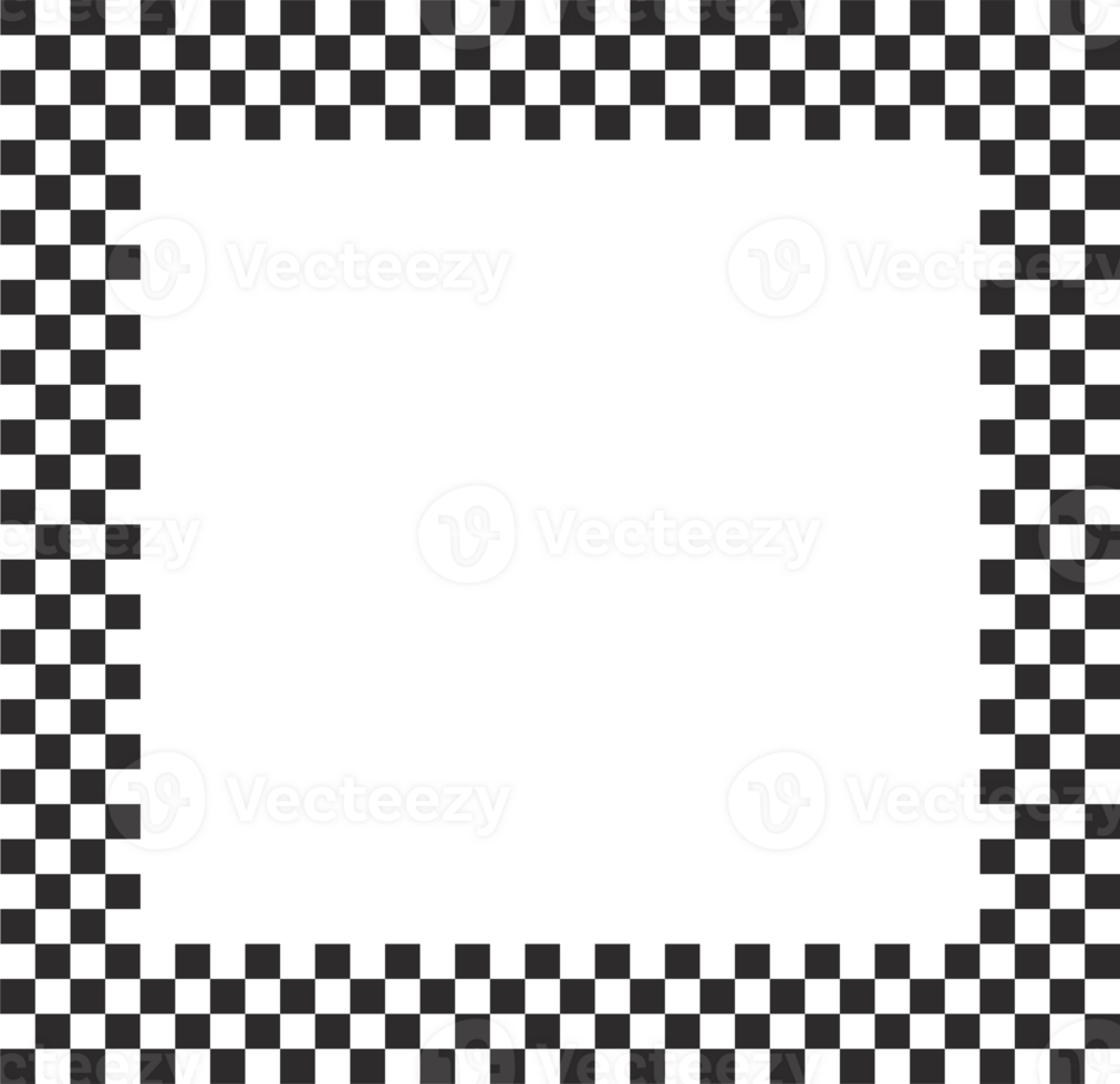 Checkerboard square frame with black and white chess pattern.Y2k geometric shape. Retro groovy illustration png