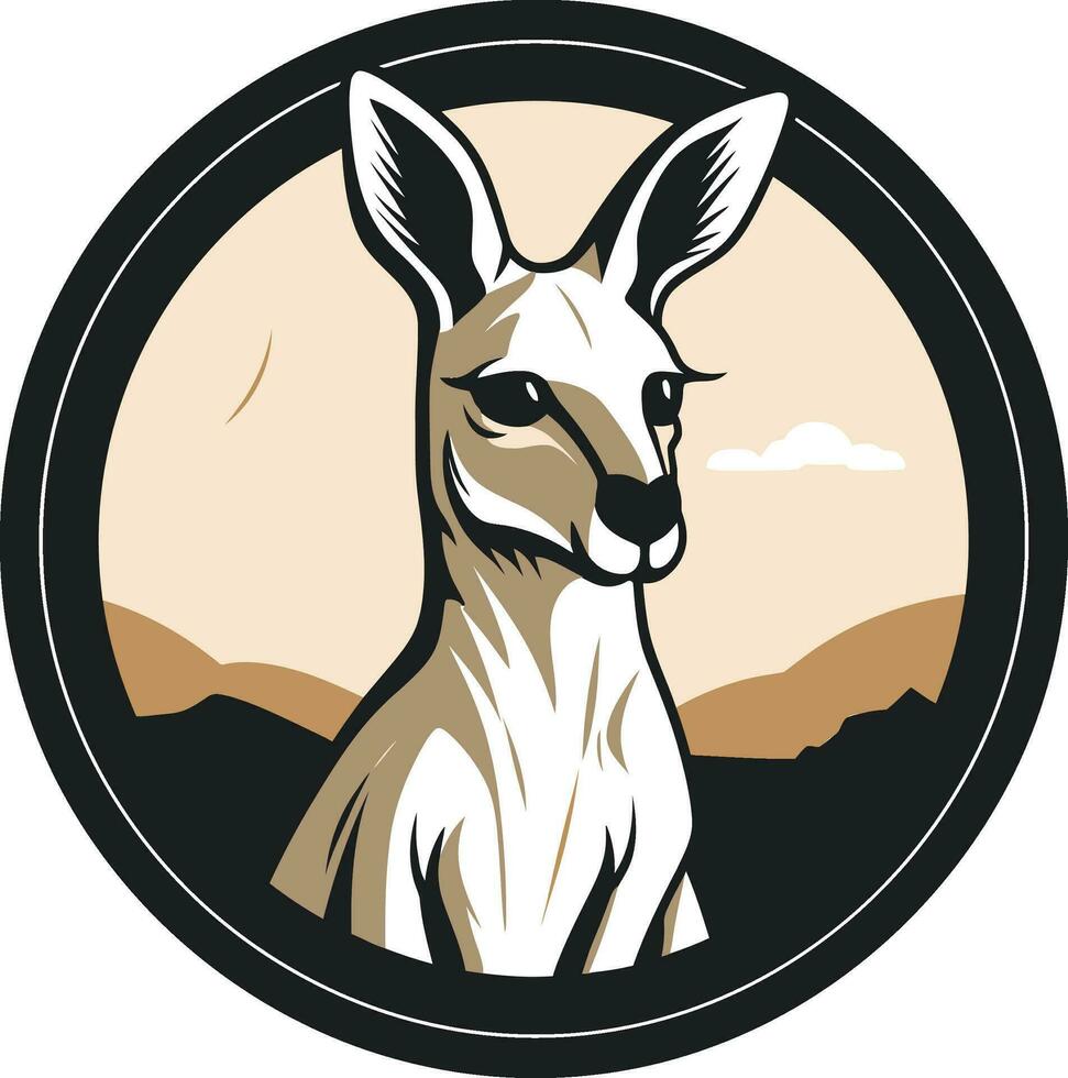 Kangaroo Hopping Logo Kangaroo Silhouette Emblem vector