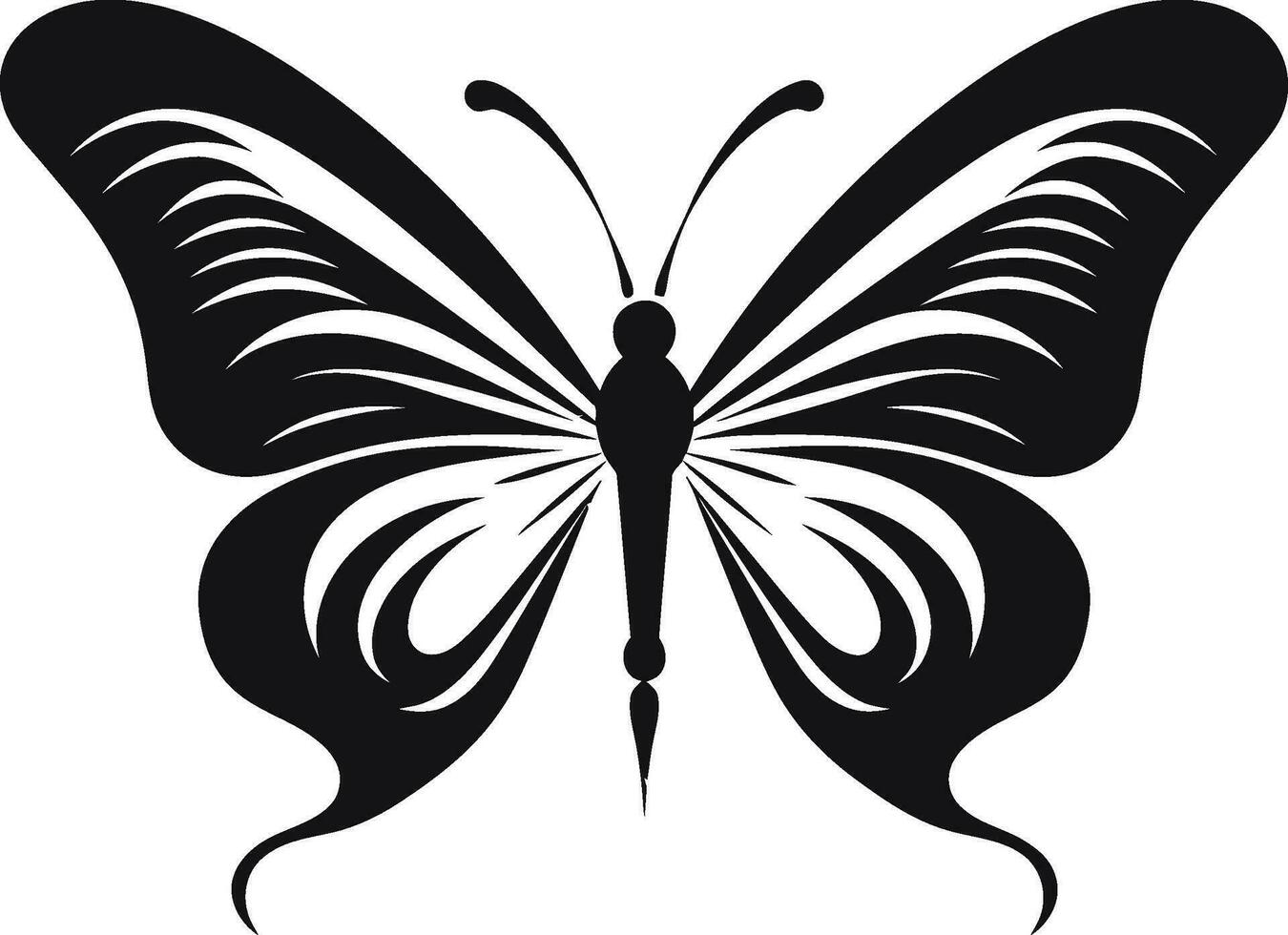 Delicate Charm in Leaves Aerial Elegance Butterflys Beauty Onyx Emblem vector