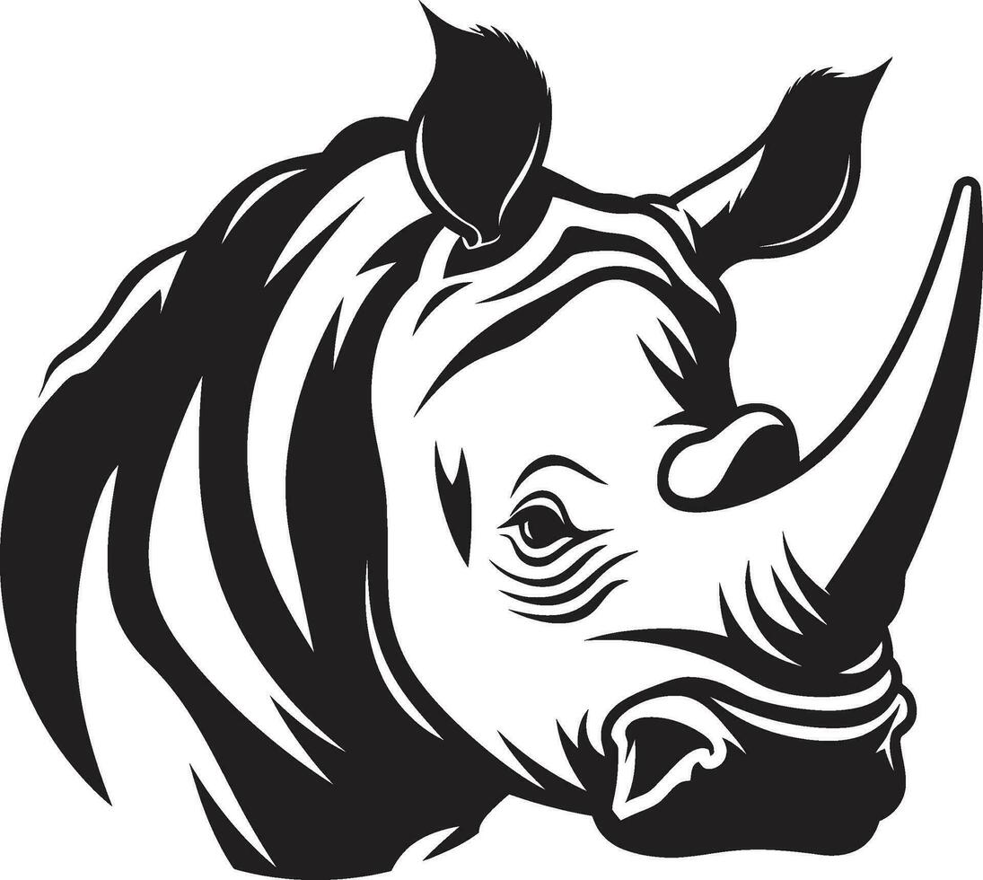 Noir Rhino Logo Power and Grace in Minimalistic Design Sleek Strength Black Rhinoceros Emblems Commanding Presence vector