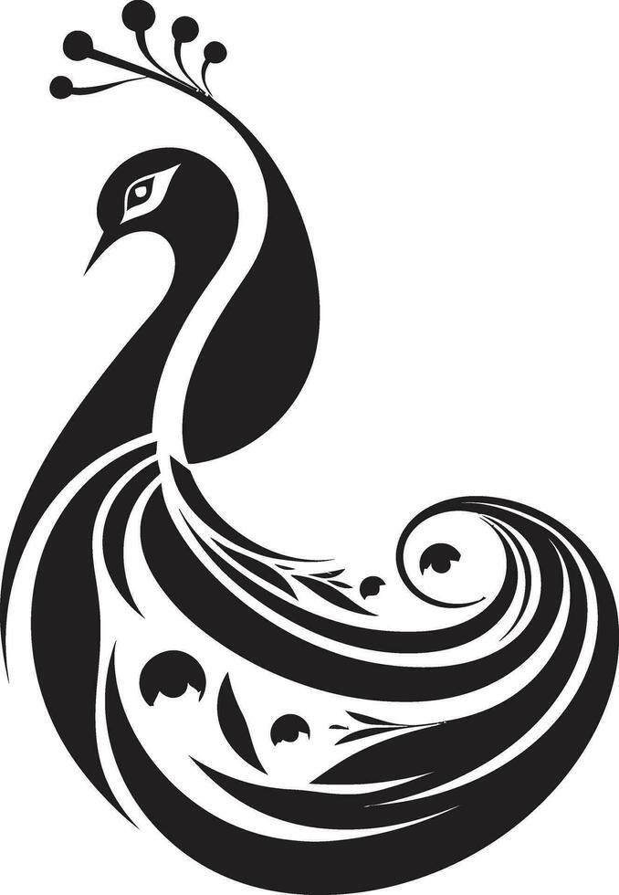 Sapphire Fantasy Black Peacock Symbol Profile Regal Reverie Unleashed Vector Peacock Logo